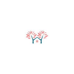 Tree House Logo Design Template. Tree Home logotype Design vector, Nature eco House Logo Illustration 
