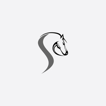 horse elegant logo symbol vector for company symbol meaning strange simplicity line curve with cutting edge
