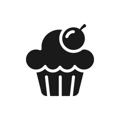 Cupcake icon flat style isolated on white background. Vector illustration