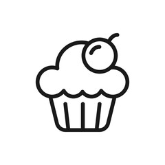 Cupcake icon line style isolated on white background. Vector illustration