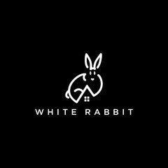 rabbit house, line outline monoline hipster vintage logo vector icon illustration