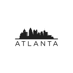 Fototapeta premium Atlanta city skyline horizontal banner. Black and white silhouette of Atlanta city, USA. Vector template for your design.