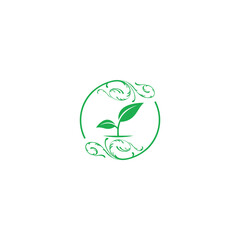 Abstract green leaf logo icon vector design. Landscape design, garden, Plant, nature and ecology vector logo. Ecology Happy life Logotype concept icon. Vector illustration
