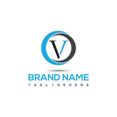 Letter V Logo Design Template with circle shape