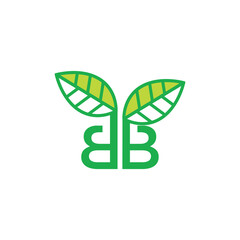 green leaf logo with letter B,Abstract green leaf logo icon vector design. Landscape design, garden, Plant, nature and ecology vector logo. Ecology Happy life Logotype concept icon. Vector illustratio