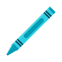 Education and Work - School and Office Supply - Turquoise and Cyan Crayon Isolated on White Background