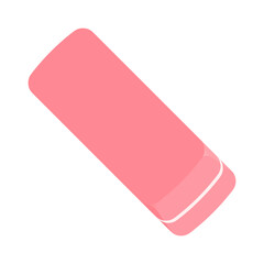 Pink and White Eraser Isolated on White Background