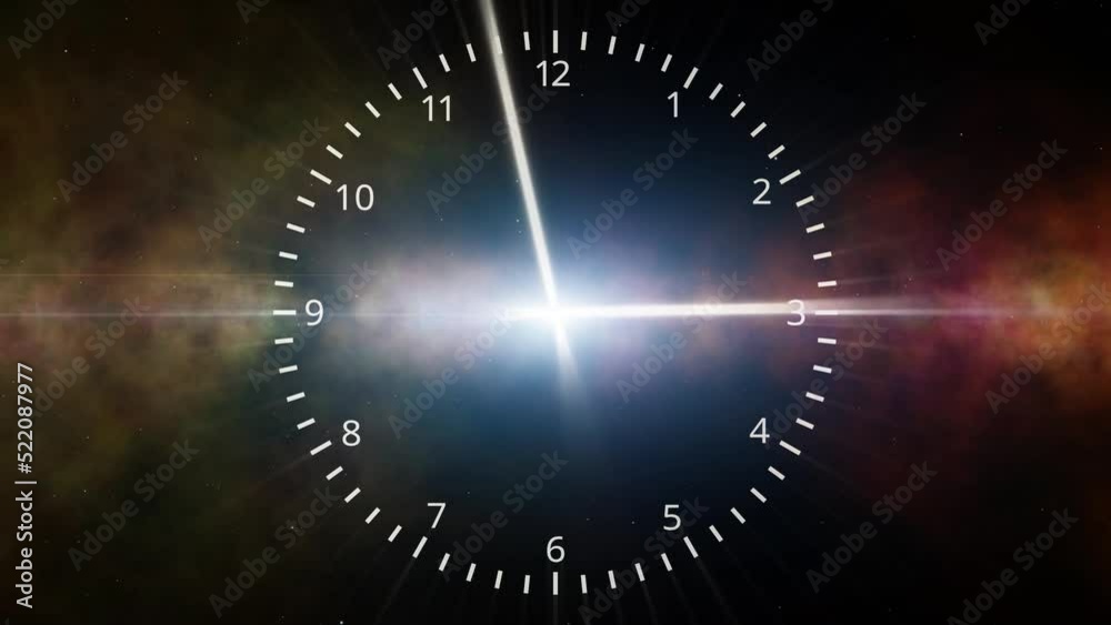 Sticker universe light background and infinity seamless looping time clock animation.