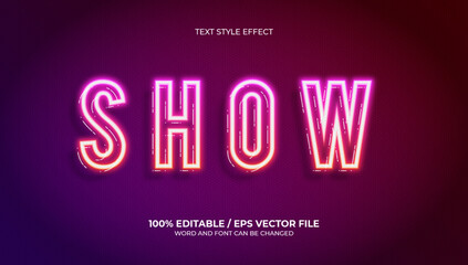 Neon show text effect eps file