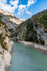 Sécheresse et manque d'eau dans le sud de la France - Le lac de Sainte-Croix et l'entrée des...