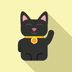 Maneki lucky cat icon flat vector. Japan fortune