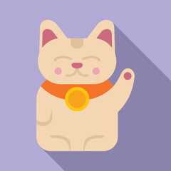 Neko lucky cat icon flat vector. Japan fortune