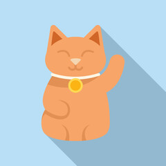 Japan lucky cat icon flat vector. Neko maneki