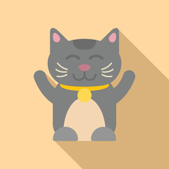 Chinese lucky cat icon flat vector. Maneki japan
