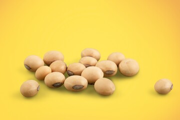 Soybean set on a pile of soybeans on the desk, food