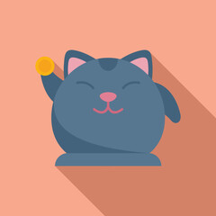 Lucky cat animal icon flat vector. Japan neko