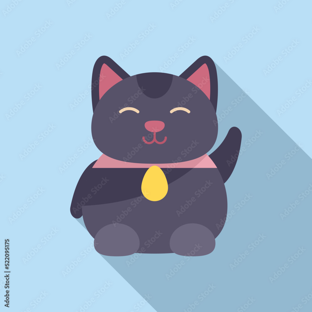 Wall mural Coin lucky cat icon flat vector. Japan neko