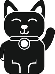 Maneki lucky cat icon simple vector. Japan fortune