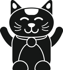 Chinese lucky cat icon simple vector. Maneki japan