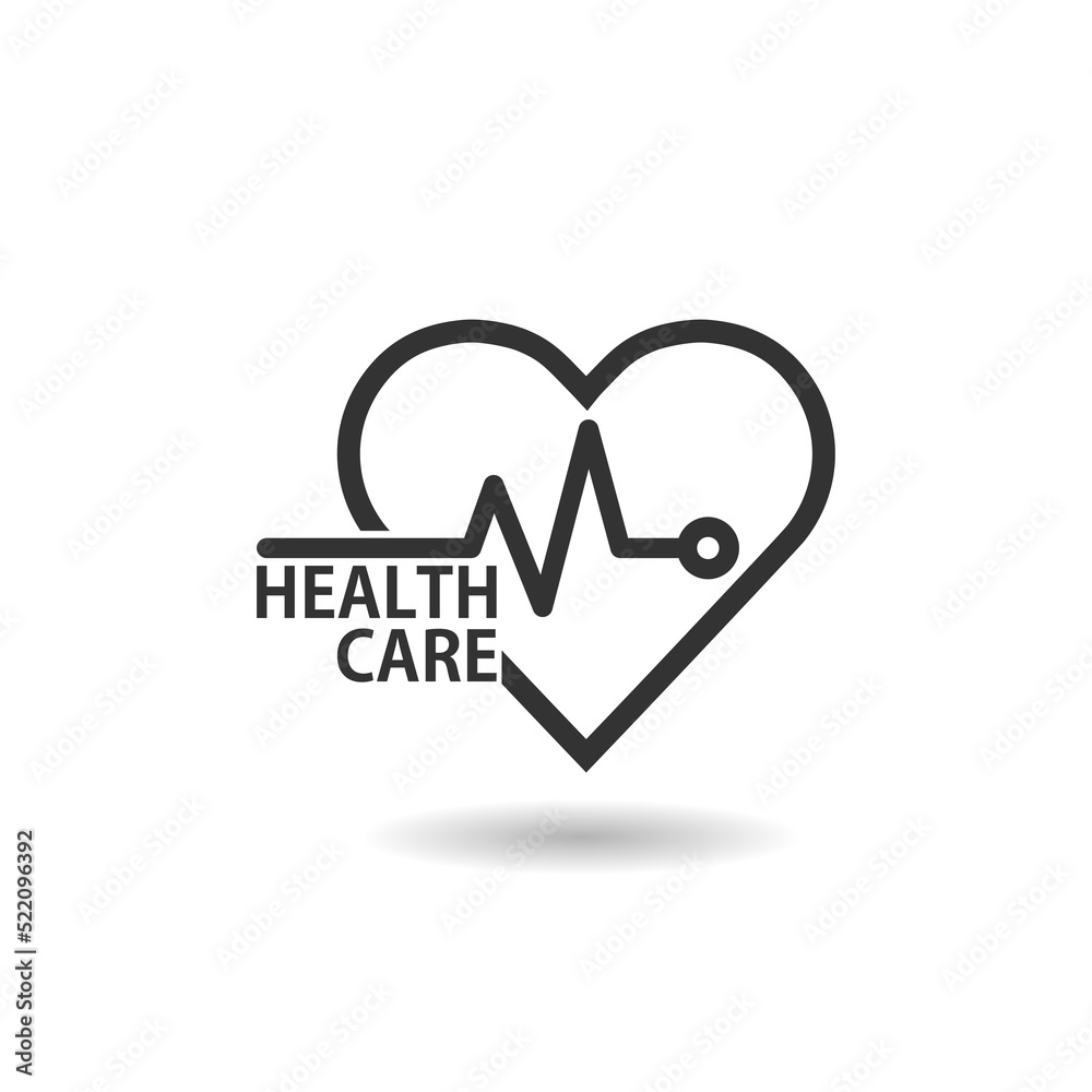 Poster Healthcare icon with shadow isolated on white background