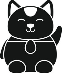 Coin lucky cat icon simple vector. Japan neko