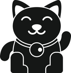 Kawaii lucky cat icon simple vector. Japan neko