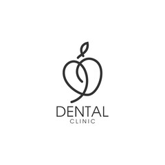 line art apple dental logo design
