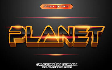 Planet space shiny gold orange black 3d editable text effect template design