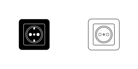 Power socket for connect electric equipment. Vector icon.