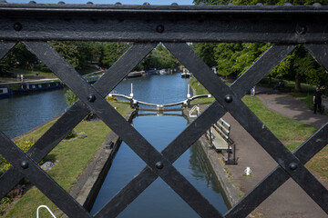 bridge and lock at river, river cam, cambridge, england, uk, Cambridgeshire, great brittain, 