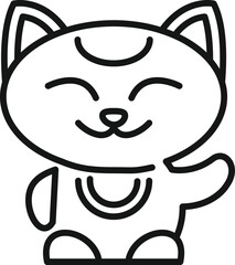Coin lucky cat icon outline vector. Japan neko