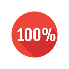 Discount, hundred percent flat icon, round button, long shadow style.