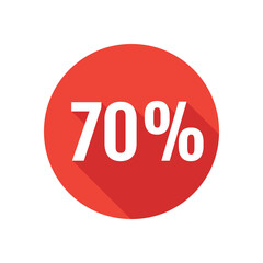 Discount, seventy percent flat icon, round button, long shadow style.