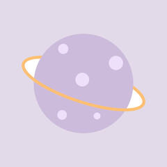 Cute planet in flat cartoon style. Vector illustration concept