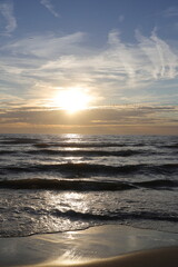 sunset at the north sea beach in Zandvoort