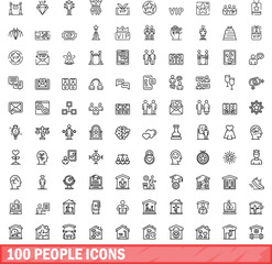 100 people icons set. Outline illustration of 100 people icons vector set isolated on white background