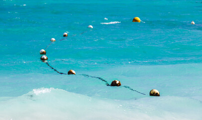 Swimming area border marked with yellow floats