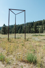 Meat pole in a campground used by hunters in Wyoming, to prevent bear and other wildlife from getting at the game