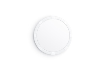 Blank white plastic round chip mock up, top view