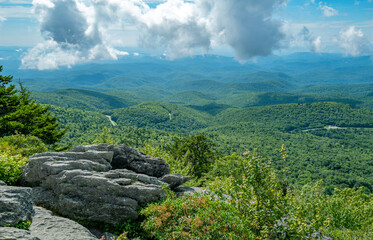 Beautiful view of the Blue Ridge Parkway mountains in North Carolina