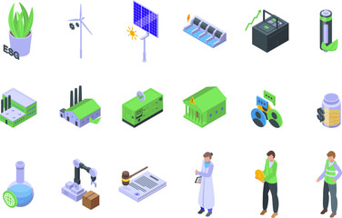 Environment social governence icons set isometric vector. Esg corporate. Social business