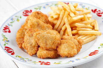 chicken nuggets with french fries