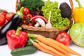 variety of fresh and ripe colorful vegetables. colorful background