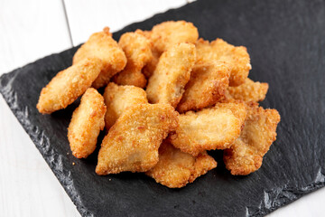 chicken nuggets on the black stone