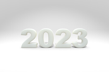 Clear white letters on a white background. 2023 characters. Letters made in three dimensions. Gothic lettering.