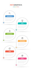 Vertical infographic design with icons and 6 options or steps. Thin line. Infographics business concept. Can be used for info graphics, flow charts, presentations, mobile web sites, printed materials.