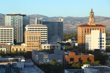Downtown San Jose at Sunset, California - obrazy, fototapety, plakaty