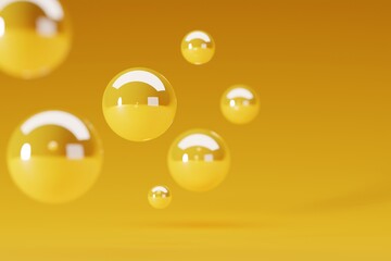 Abstract reflecting spheres on a pastel background. Concept of abstract and modern background, design. 3d render, illustration.