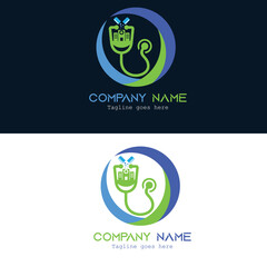 unique medical logo vector for any business especially for medical and health care, pharmacy, hospital, clinic, etc.abstract medical halth care icon with stethoscope and medicine vector illustration