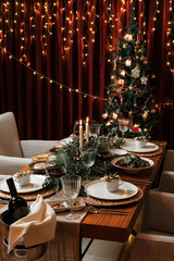 Christmas dinner table. Xmas food.